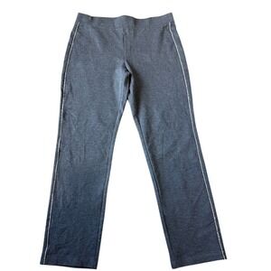Liz Claiborne Womens Charcoal Heather Rhinestone Stripe Pull On Stretch Pants L